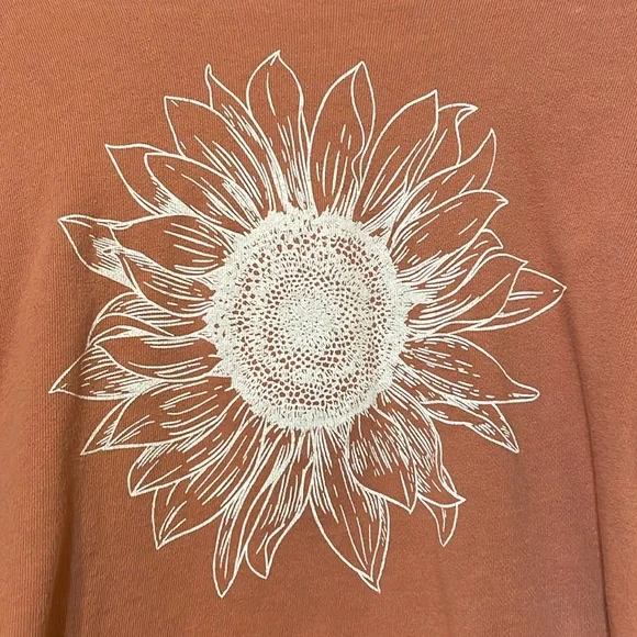 Originality Juniors M Pink Cotton Sunflower Crop Top Long Sleeve Made USA - Picture 11 of 13